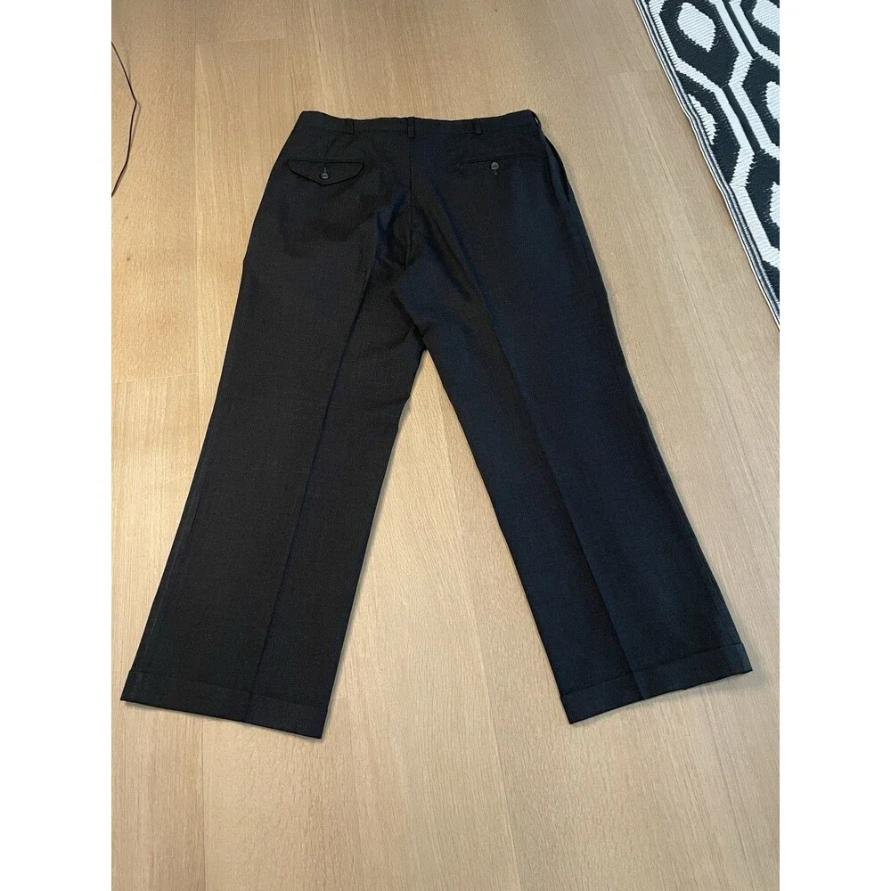 Polo Ralph Lauren Mens Black Pleated Dress Pants Cuffed Trouser Classic Fit